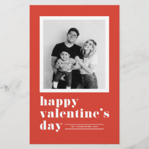 Tarjeta El día de San Valentín roja retro negrita