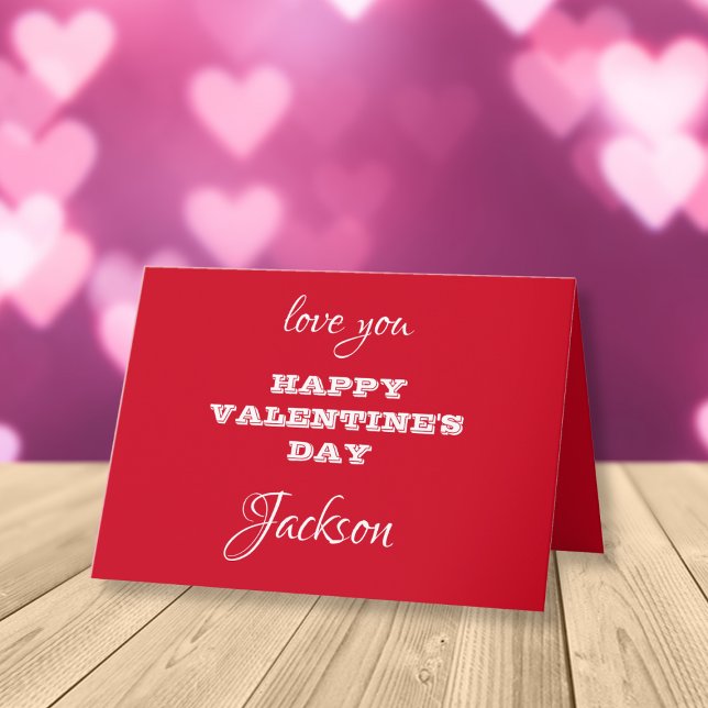 Tarjeta El día de San Valentín Rojo Personalizado minimali (Love You - Happy Valentine's Day from...)
