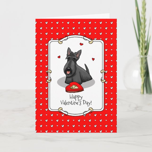 Tarjeta El día de San Valentín (rojo) Scottie Dog (negro)  (Anverso)