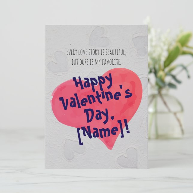 Tarjeta El día de San Valentín romántica personali (Anverso de pie)