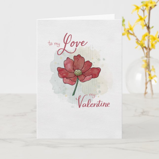 Tarjeta El día de San Valentín romántico a mi amor mi San  (flor amarilla)