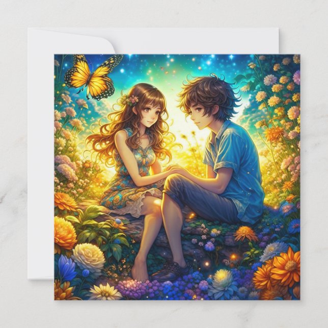 Tarjeta El día de San Valentín romántico de pareja románti (Anverso)