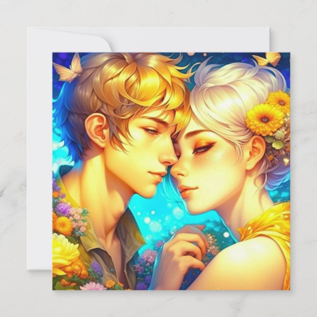 Tarjeta El día de San Valentín romántico de pareja románti (Anverso)