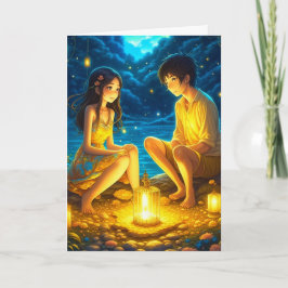 Tarjeta El día de San Valentín romántico Pareja Anime
