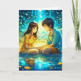 Tarjeta El día de San Valentín romántico Pareja Anime