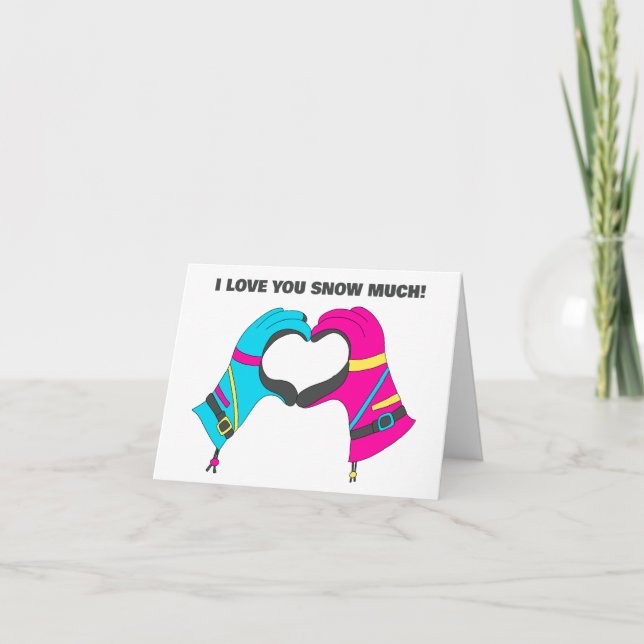 Tarjeta El día de San Valentín Temático De Esquí Con Guant (Anverso)