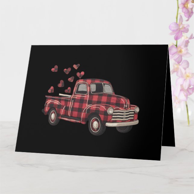 Tarjeta El día de San Valentín Truck Funny Buffalo Plaid L (Orquídea)