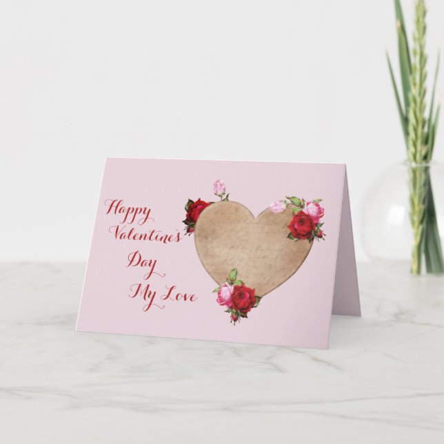 Tarjeta El día de San Valentín victoriano romántico (Anverso)