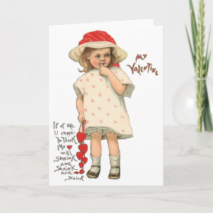 Tarjeta El día de San Valentín Vintage [3D] Chica Con Cora