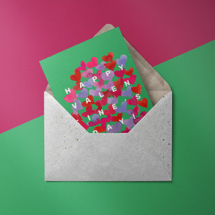 Tarjeta El día de San Valentín violeta de patrón c