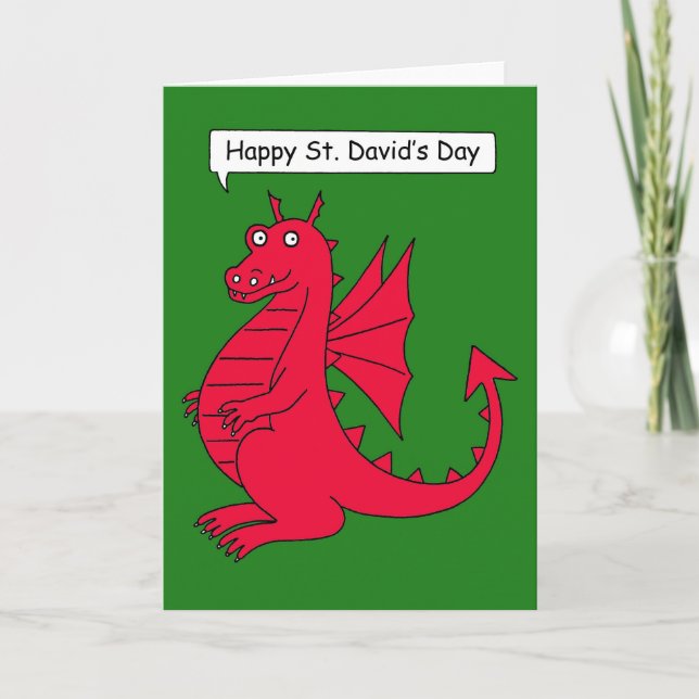 Tarjeta El día de St David feliz - dragón del dibujo (Anverso)
