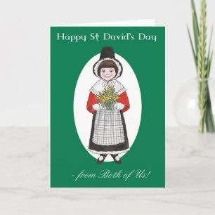 Tarjeta El día de St David, traje Galés, nosotros dos