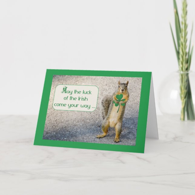 Tarjeta El día de St Patrick, ardilla, chistosa (Anverso)