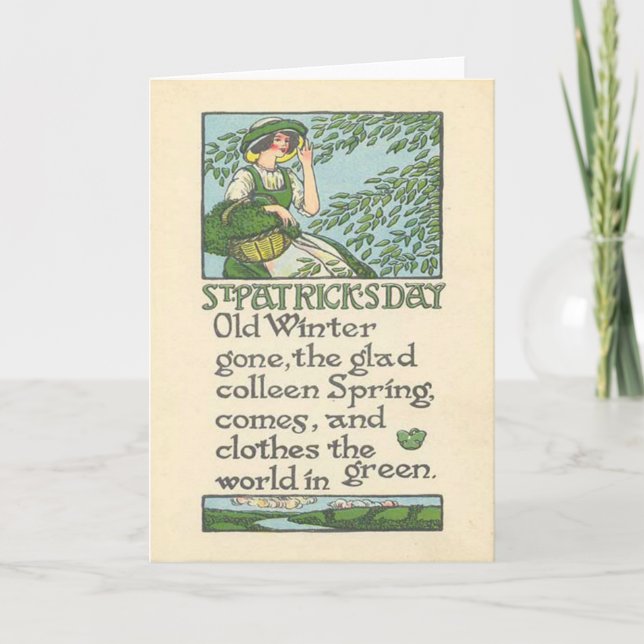 Tarjeta El día de St Patrick del trébol de la primavera de (Anverso)