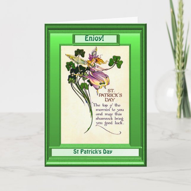Tarjeta El día de St Patrick, poema (Anverso)