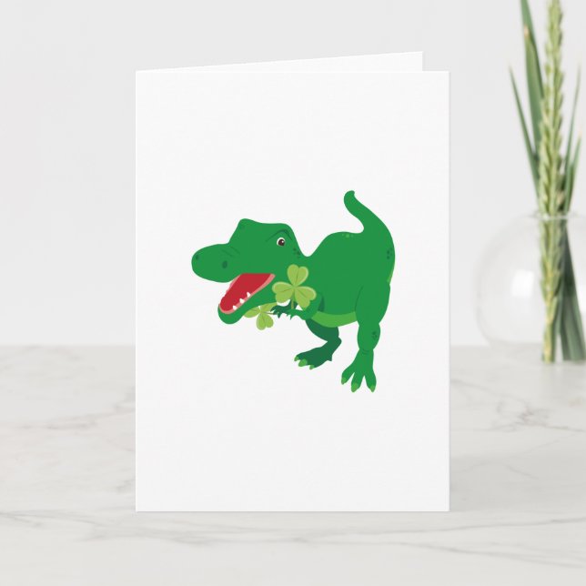 Tarjeta El día del dinosaurio de los tréboles de St (Anverso)
