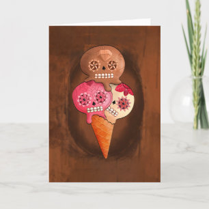 Tarjeta El día del helado muerto de los cráneos del azúcar