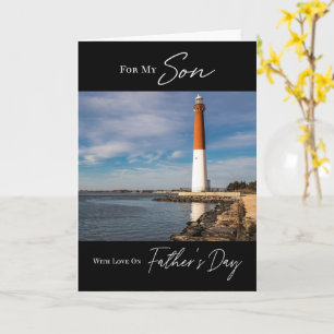 Tarjeta El día del hijo del padre del cielo en el faro