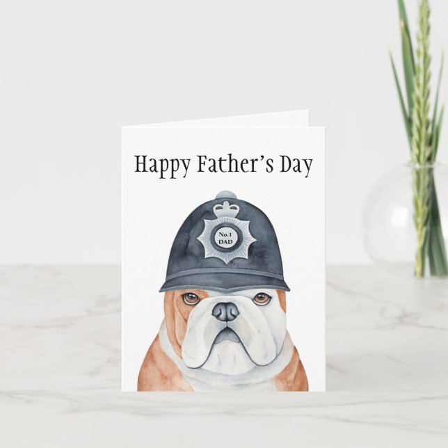 Tarjeta El Día del Padre de la Policía de Bulldog Inglesa  (Anverso)