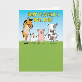 Tarjeta El día del padre de los divertidos animales de gra
