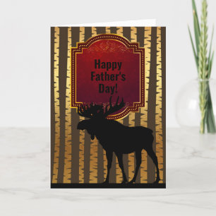 Tarjeta El Día del Padre de los Moose Rústico y los Árbole