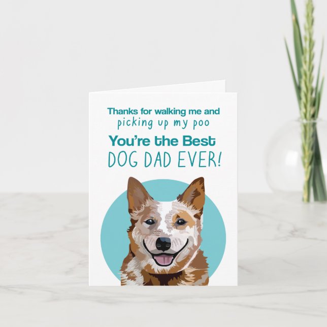 Tarjeta El Día del Padre de los Perros de Heeler Rojo (Anverso)