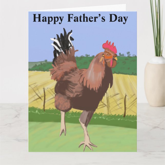 Tarjeta El Día del Padre de los Rooster (Anverso)