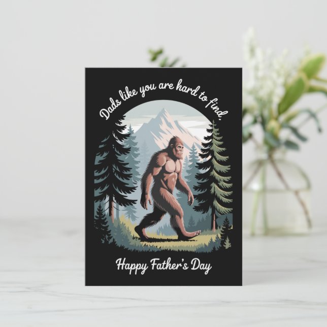 Tarjeta El día del padre de pie mayor Sasquatch papá graci (Anverso de pie)