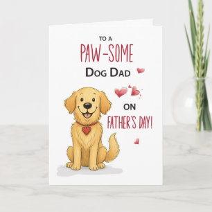 Tarjeta El día del padre del perro, divertido y dorado,