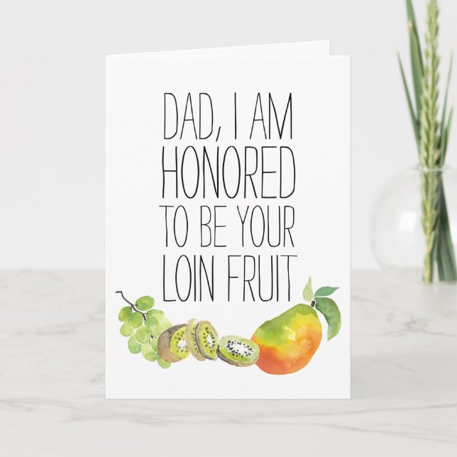Tarjeta El día del padre divertido de la fruta de los prés (Anverso)