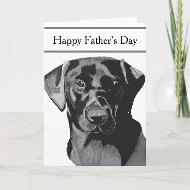 Tarjeta El Día del Padre Editable del Labrador Negro (Anverso)