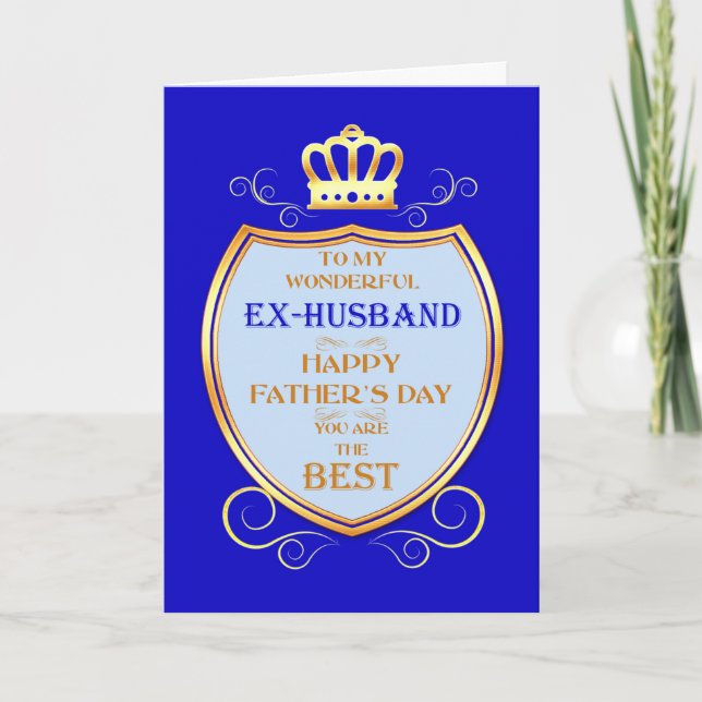 Tarjeta El día del padre exmarido con escudo (Anverso)