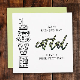 Tarjeta El Día del Padre Feliz Verde desde el gato