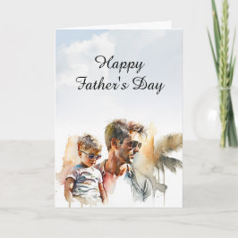 Tarjeta El Día del Padre Joven e Hijo Real de Papá