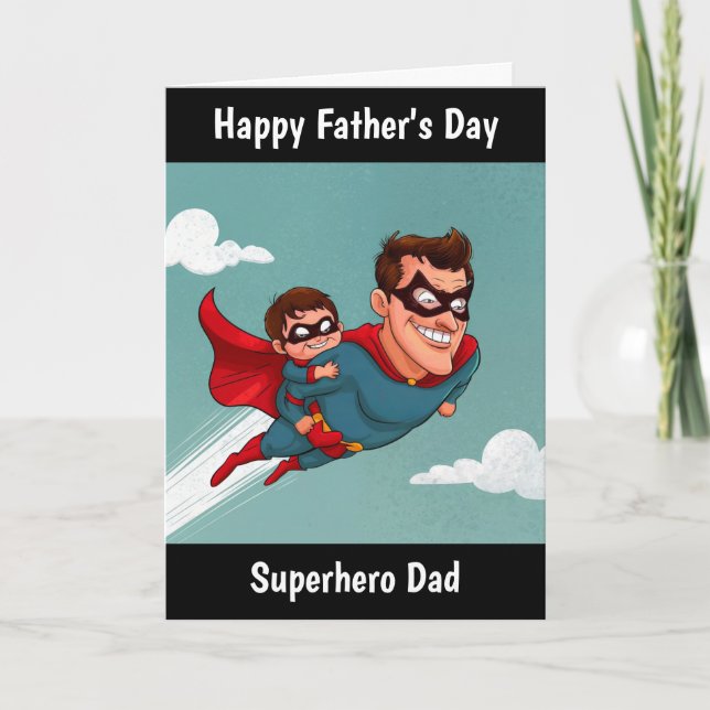 Tarjeta El Día del Padre Personalizado de Superhéroes (Anverso)