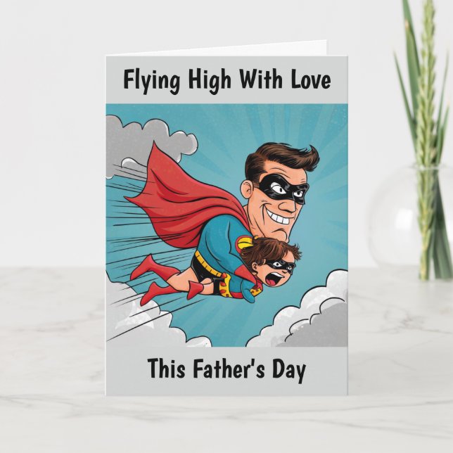 Tarjeta El Día del Padre Personalizado, un superhéroe (Anverso)