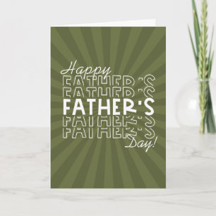 Tarjeta El Día del Padre Retro Camo Green Sunburst