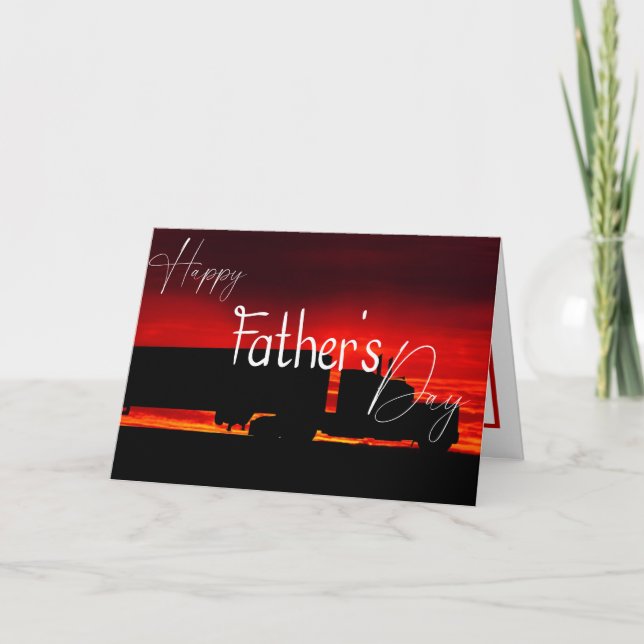 Tarjeta El día del padre sigue en el camión camionero (Anverso)