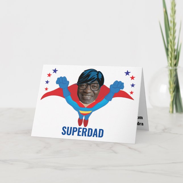 Tarjeta El Día del Padre Superhéroe gracioso nuevo y treme (Anverso)