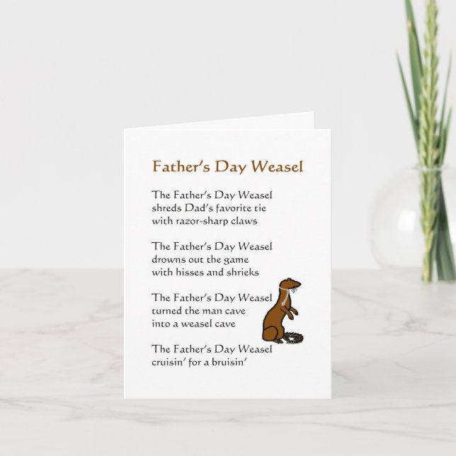 Tarjeta El Día del Padre Weasel un poema divertido para pa (Anverso)