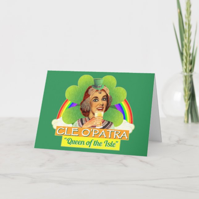 Tarjeta El día festivo de San Patricio Cleopatra Pun Irish (Anverso)
