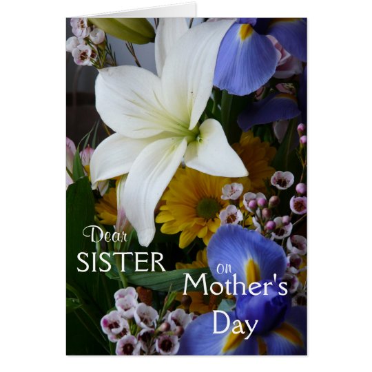 Tarjeta El Día-Hermana-Bonito de la madre feliz floral