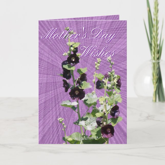 Tarjeta El día-personalizar de la madre del Hollyhock del (Anverso)