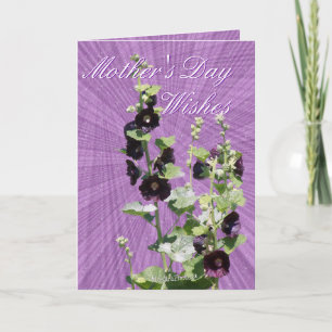 Tarjeta El día-personalizar de la madre del Hollyhock del