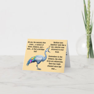 Tarjeta El dilema del sombrero de cumpleaños de Blue Crane