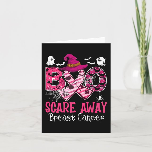 Tarjeta El disfraz de Halloween ahuyenta el cáncer de mama (Anverso)