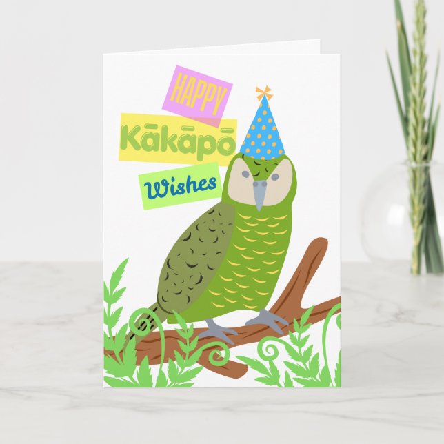 Tarjeta El divertido cumpleaños de Kakapo sea único (Anverso)
