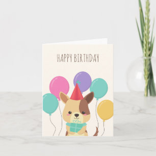 Tarjeta El divertido cumpleaños de los globos cachorros