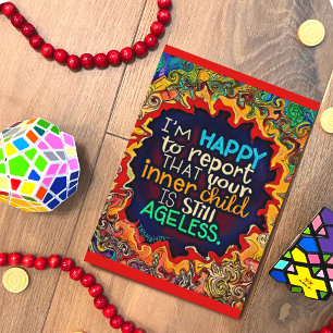 Tarjeta El divertido cumpleaños feliz y colorido nunca cre