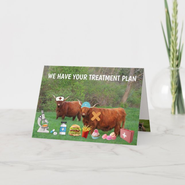 Tarjeta El divertido Highland Steer se pone bien (Anverso)
